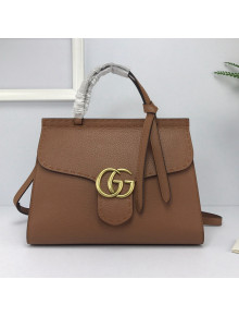Gucci GG Marmont Top Handle Bag in Grainy Calfskin 421890 Brown 2022