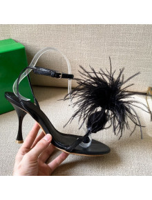 Bottega Veneta Feather Dot Heel Sandals 9cm Black 2021