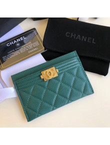 Chanel Caviar Calfskin Boy Chanel Card Holder Green 2018