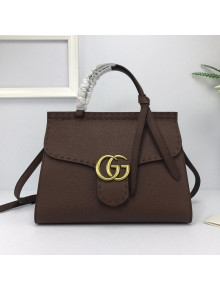 Gucci GG Marmont Top Handle Bag in Grainy Calfskin 421890 Deep Brown 2022