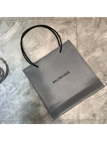 Balenciaga Litchi-Grained Calfskin Small Vertical Shopping Tote Bag 201016 Grey 2020