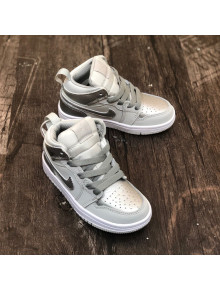 Nike Air Jordan 1 Retro High OG AJ1 Sneakers Silver 2021(For Kids)