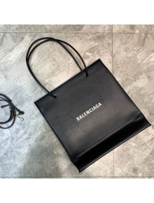 Balenciaga Litchi-Grained Calfskin Small Vertical Shopping Tote Bag 201016 Black 2020