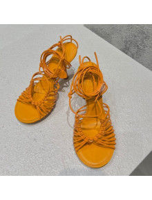 Bottega Veneta Dot Strap Lamskin High Heel Sandals 9.5cm Orange 2022 032167
