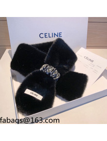 Celine Monogram Fur Scarf Black 2021 110405