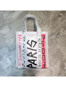Balenciaga Bazar Mini Shopping Tote Bag in Graffiti Leather 201016 White/Pink/Black 2020