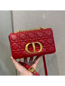 Dior Small Caro Chain Bag in Red Soft Cannage Calfskin 2021