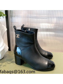 Chanel Calfskin and Patent Leather Ankle Boots Black 2021