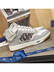 Dior B27 High-Top Sneakers in Grey Calfskin and Black Oblique Jacquard 2020 (For Women and Men)