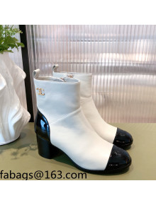 Chanel Calfskin and Patent Leather Ankle Boots White 2021