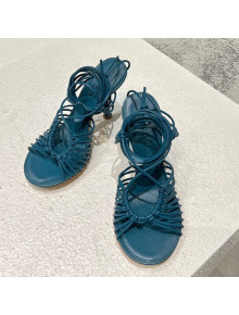Bottega Veneta Dot Strap Lamskin High Heel Sandals 9.5cm Blue 2022 032169
