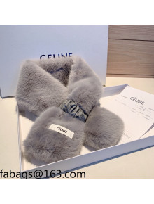 Celine Monogram Fur Scarf Dark Grey 2021 110406