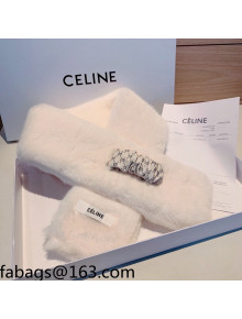 Celine Monogram Fur Scarf White 2021 110403