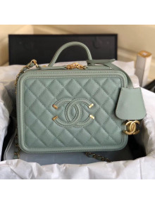 Chanel CC Filigree Medium Vanity Case Bag in Grained Calfskin A93343 Light Green 2018