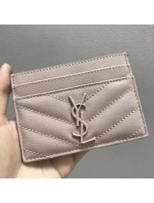 Saint Laurent Card Case in Textured Matelasse Leather 423291 Light Pink
