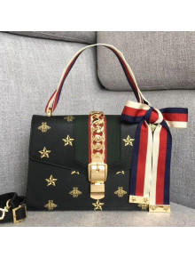Gucci Sylvie Bee Star Small Shoulder Bag 524405 Black 2019