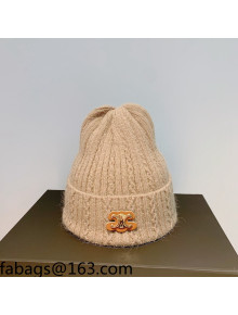 Celine Rabbit Fur Knit Hat Brown 2021 110427