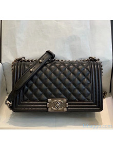Chanel Lambskin Leather Medium Le Boy Flap Bag Black 2020(Silver Hardware)