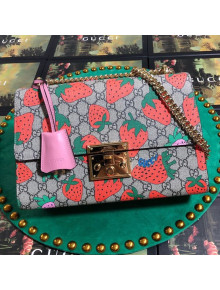 Gucci Padlock GG Strawberry Medium Shoulder Bag 409486 2019
