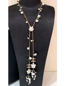 Chanel Flower Y Necklace AB5700 Black/White 2021