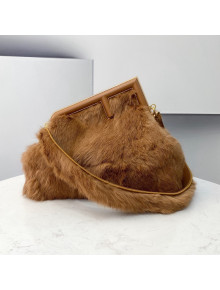 Fendi First Medium Mink Fur Bag Brown 2021 80018L