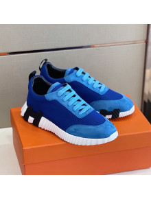 Hermes Bouncing Calfskin & Canvas Sneakers Blue 2021(For Men)