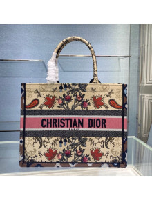 Dior Small Book Tote Bag in Multicolor Flowers Embroidery 2021