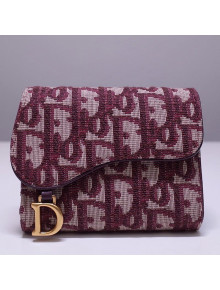 Dior Saddle Small Wallet in Burgundy Oblique Jacquard Canvas 
