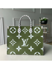 Louis Vuitton Onthego Shopping Tote Bag M44571 Khaki Green/White 2019