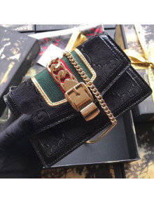 Gucci Sylvie GG Velvet Mini Chain Bag 494646 Black 2018