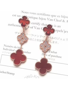 VanCleef&Arpels Magic Alhambra Three Clovers Earrings Red/Rose Gold 2018