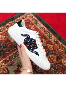 Gucci Ace Sneaker with Snake Embroidery Green/Blue 2018