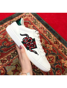 Gucci Ace Sneaker with Snake Embroidery Red 2018