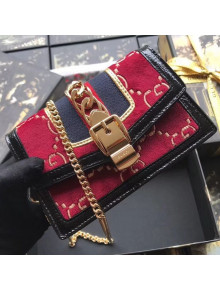 Gucci Sylvie GG Velvet Mini Chain Bag 494646 Red 2018