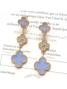 VanCleef&Arpels Magic Alhambra Three Clovers Earrings Light Blue/Gold 2018