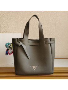 Prada Buckskin Leather Drawstring Bucket Bag 1BG339 Grey 2021