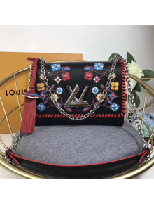 Louis Vuitton Epi Leather Twist MM Bag With Monogram Flower Motif M53531 Black 2018