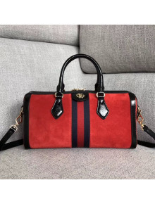 Gucci Suede Leather Ophidia Medium Top Handle Bag 524532 Red 2018