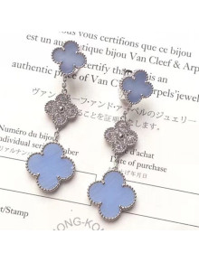 VanCleef&Arpels Magic Alhambra Three Clovers Earrings Light Blue/Silver 2018