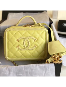 Chanel CC Filigree Mini Vanity Case Bag in Grained Calfskin A93342 Yolk Yellow  2018