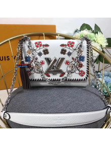 Louis Vuitton Epi Leather Twist MM Bag With Monogram Flower Motif M53532 White 2018