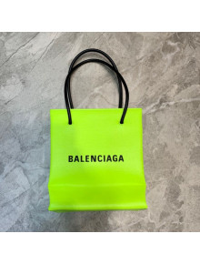 Balenciaga Calfskin Vertical Mini Shopping Tote Bag 201016 Neon Green/Black 2020