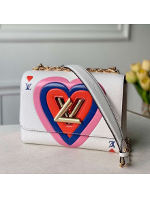 Louis Vuitton Game On Twist PM Bag in Oversized Heart Print Epi Leather M57460 White 2021
