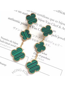 VanCleef&Arpels Magic Alhambra Three Clovers Earrings Stripes Green 2018