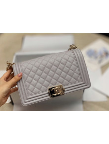Chanel Quilted Origial Haas Big Caviar Leather Medium Boy Flap Bag Grey with Gold Hardware(Top Quality)