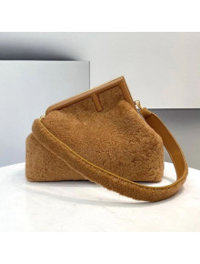 Fendi First Medium Wool Sheepskin Bag Brown 2021 80018L