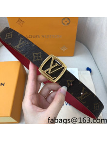 Louis Vuitton Monogram Canvas Belt 30mm with Gold Sqaure LV Buckle 2021 01