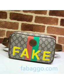 Gucci 'Fake/Not' Print Belt Bag 602695 Beige 2020