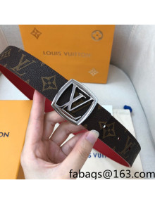 Louis Vuitton Monogram Canvas Belt 30mm with Silver Sqaure LV Buckle 2021 04