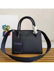 Prada Small Saffiano Leather Monochrome Top Handle Bag 1BA156 Navy Blue 2021
